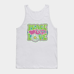 LOVE PEACE RETRO Style 1970s Color Blast Hippie Style Tank Top